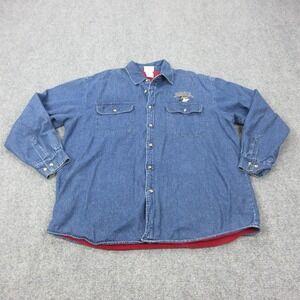 Vintage Disney Jacket Mens XL‎ Blue Denim Fleece Lined Mickeys Mountain Lodge